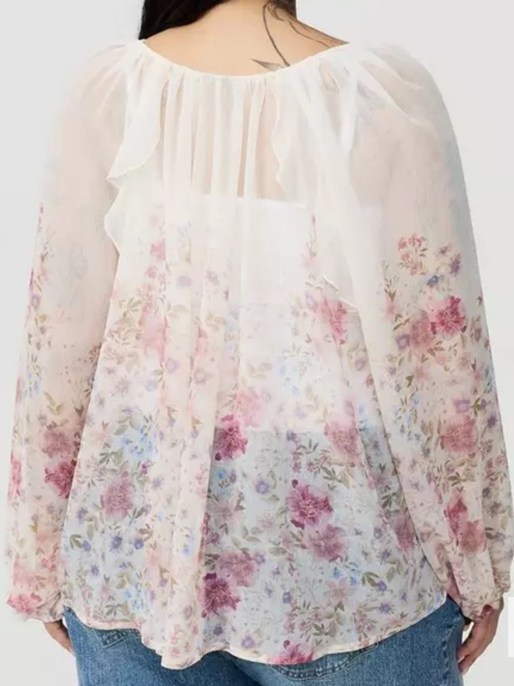 Torrid Floral Chiffon Ruffle Blouse Size Large Boho Romantic - Picture 2 of 8
